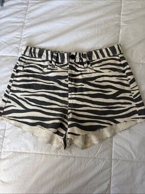 Blank NYC Black & White Zebra Print Denim Shorts